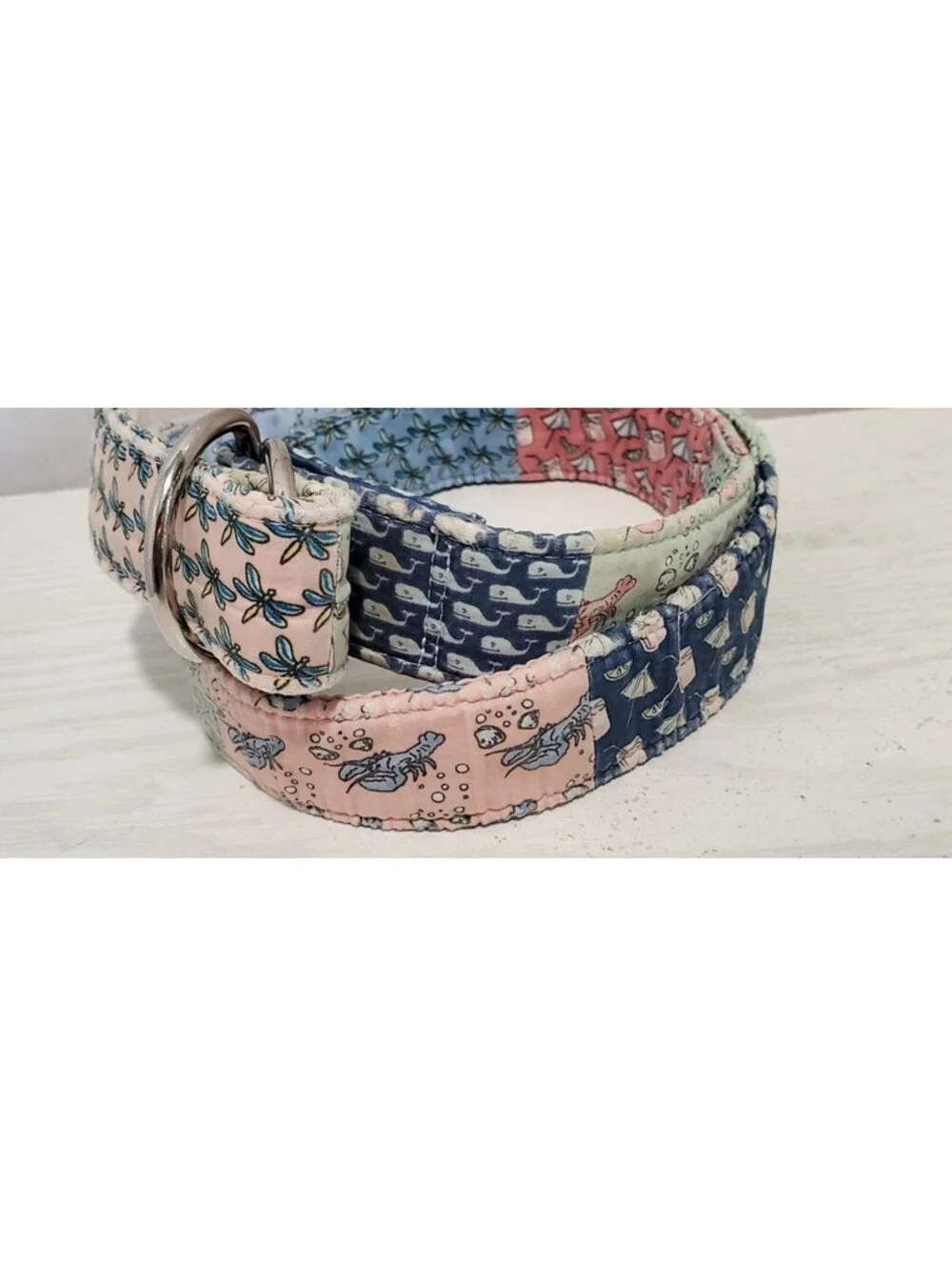 Vineyard Vines Men’s L Patchwork Icon D Ring Belt Whale Golf Palms Yachts Preppy